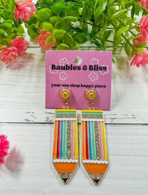 The Write Stuff Rainbow Pencil Earrings