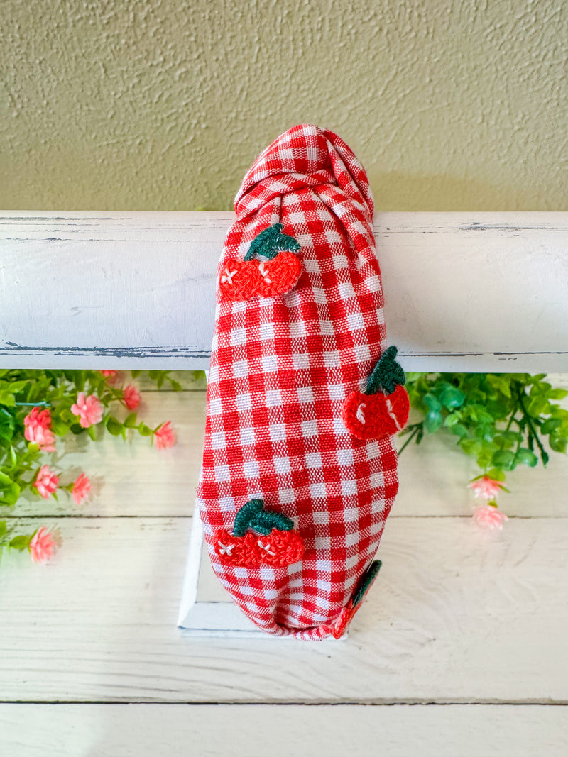 Cherry Cutie Gingham Headband