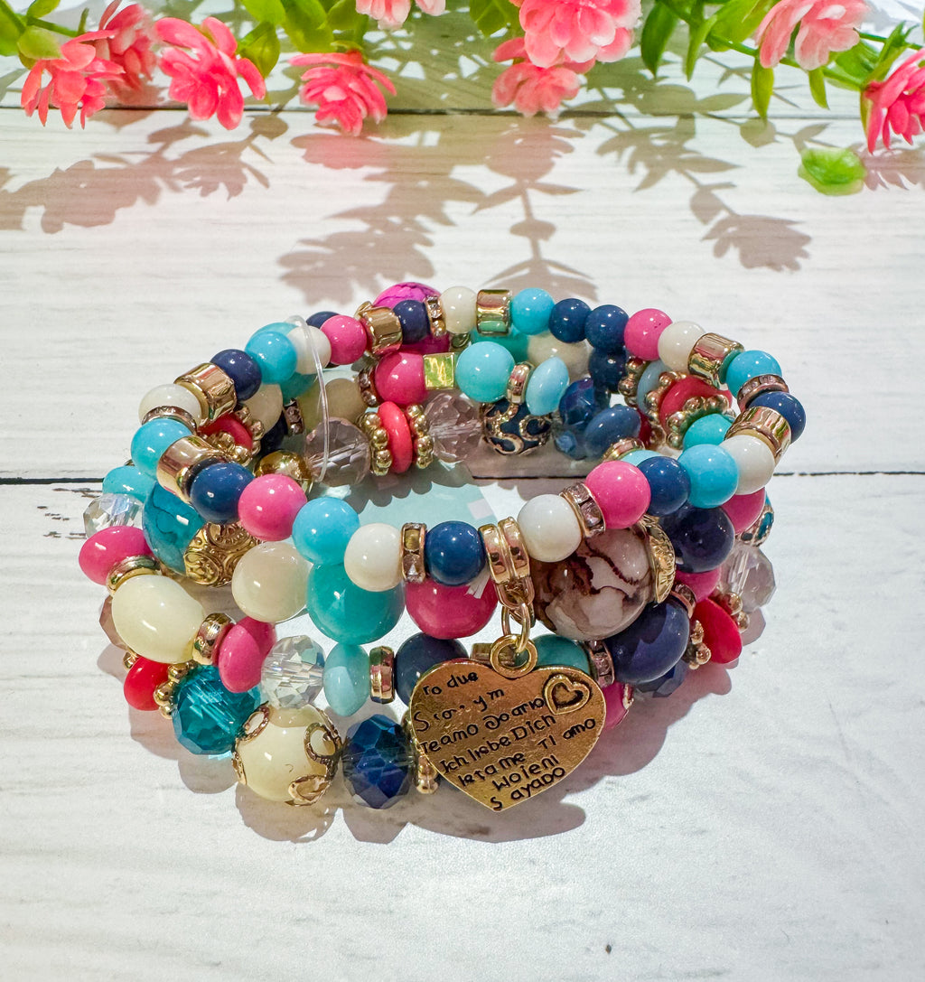 Blissful Day Pink & Blue Bracelet Stack