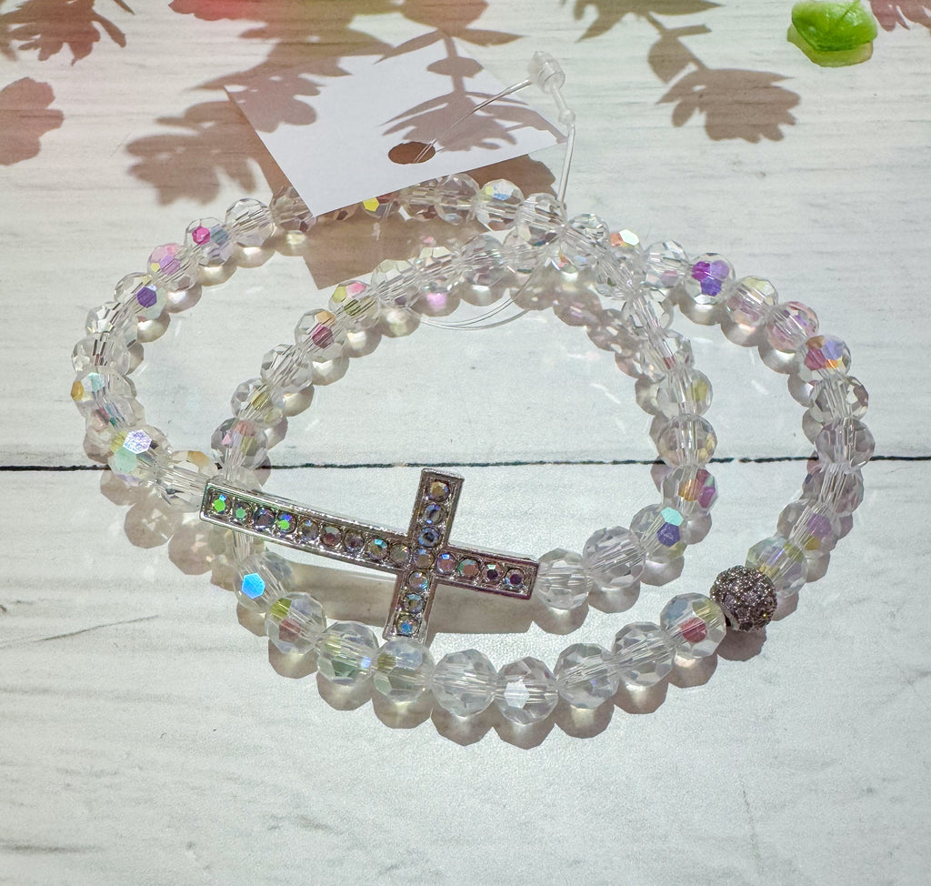 Graceful Style Beaded Cross Bracelet Set