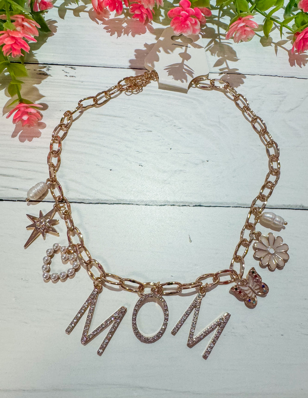 Mom Gold Charm Necklace