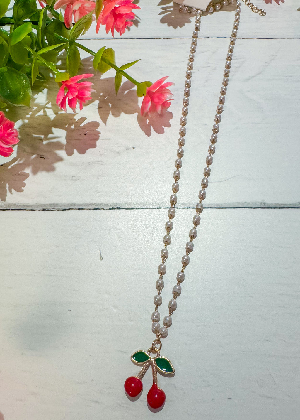 Charming Cherry Dainty Pearl Necklace