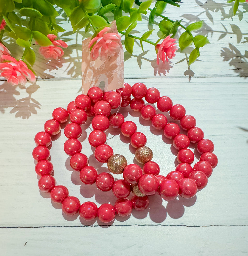 Sunkissed Coral Pearl Bracelet Stack