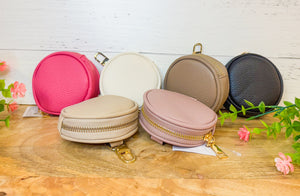 On The Go Mini Circle Leather Coin Pouch