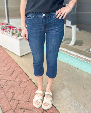 Cameron - Dark Wash Side Slit Judy Blue Capris