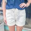 Delilah - White HW Cuff Jogger Judy Blue Shorts