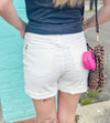 Demi - White HW Double Roll Cuff Judy Blue Shorts