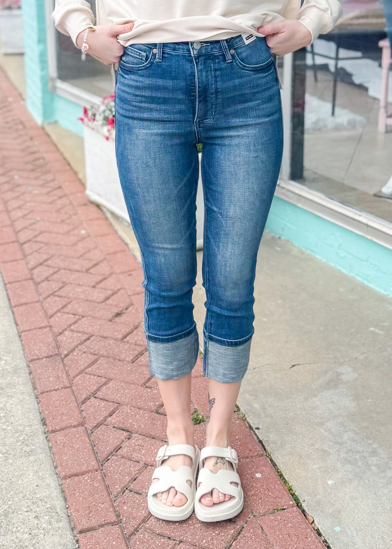 Millie - HW Tummy Control Cuffed Judy Blue Capris