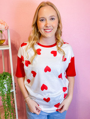 I Will Always Love You Hearts Red & White Top