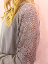 Delicate Beauty Dusty Lavender Lace Accent Long Sleeve Top