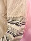 Take A Chance - Taupe - Contrast Striped Long Sleeve Top