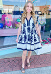 Going Places Black & Cream Tapestry Print Dress
