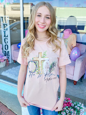 He Is Risen Lamb Peach Tee