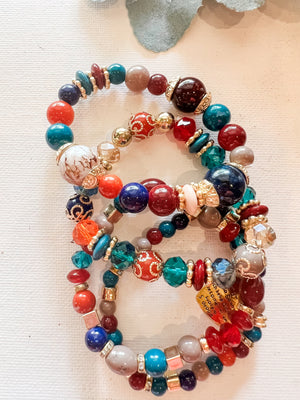 Colors of Fall Beaded Luxe Bracelet Stack