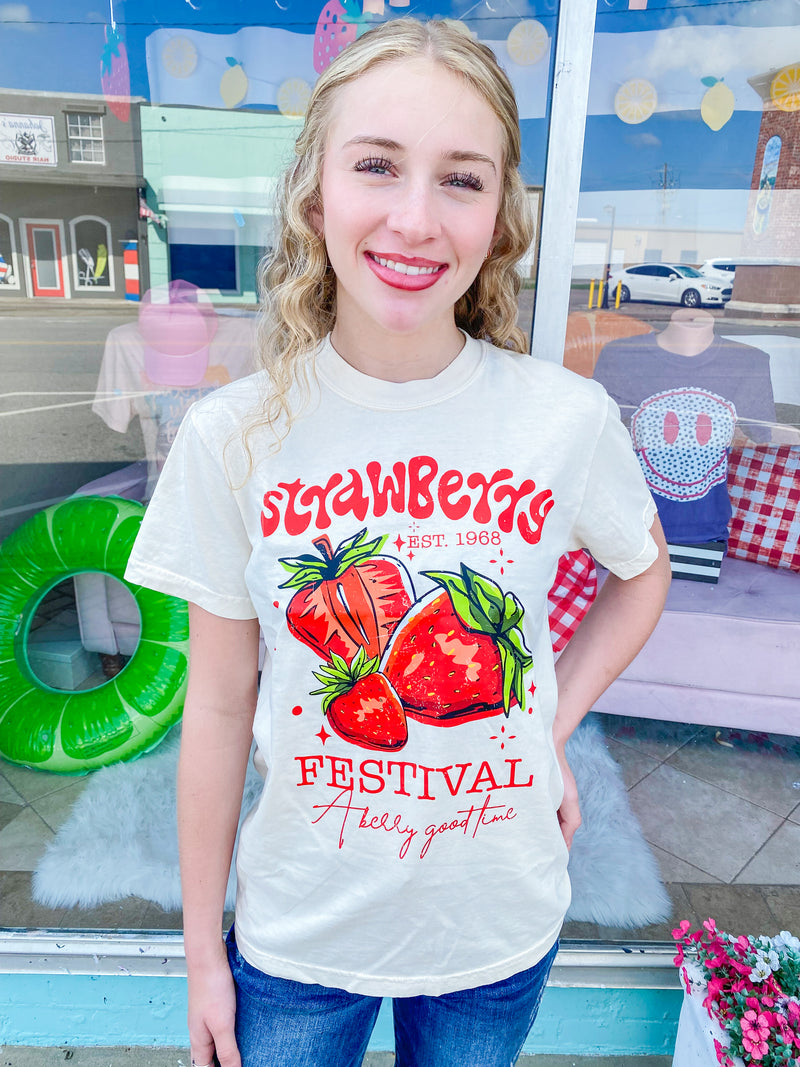 Strawberry Festival Cream Comfort Colors Tee