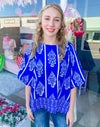 Coastal Getaway Cobalt Blue Puff Sleeve Top