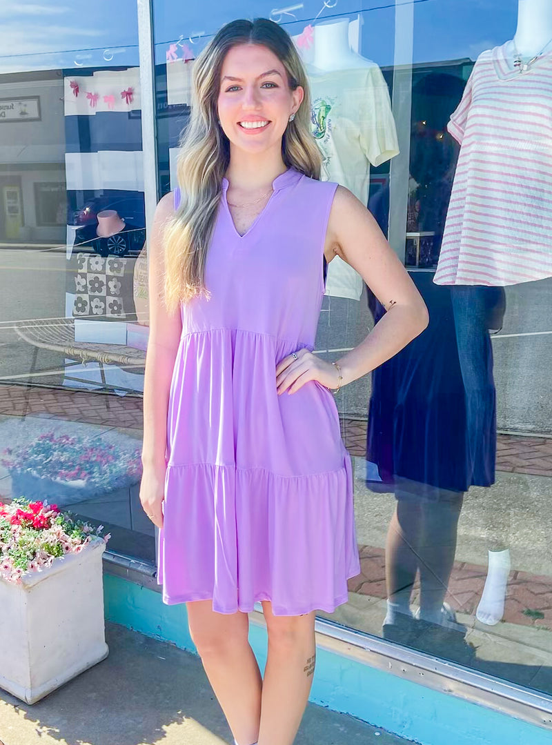 All Occasions Lavender Tiered Tank Dress