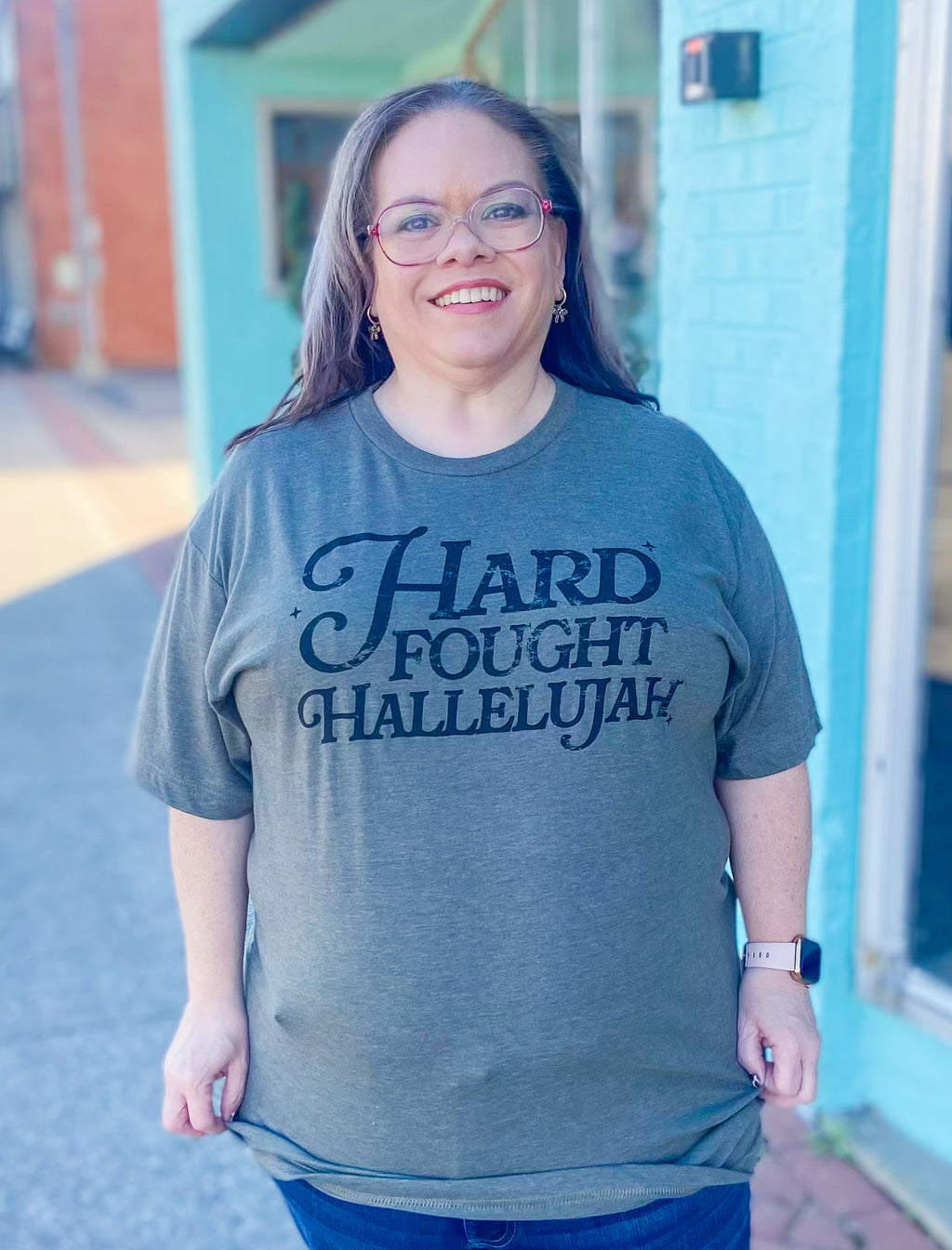 Hard Fought Hallelujah Military Green Tee