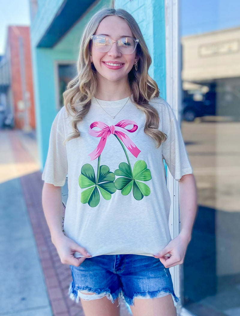 Cherry Clovers Oatmeal Tee