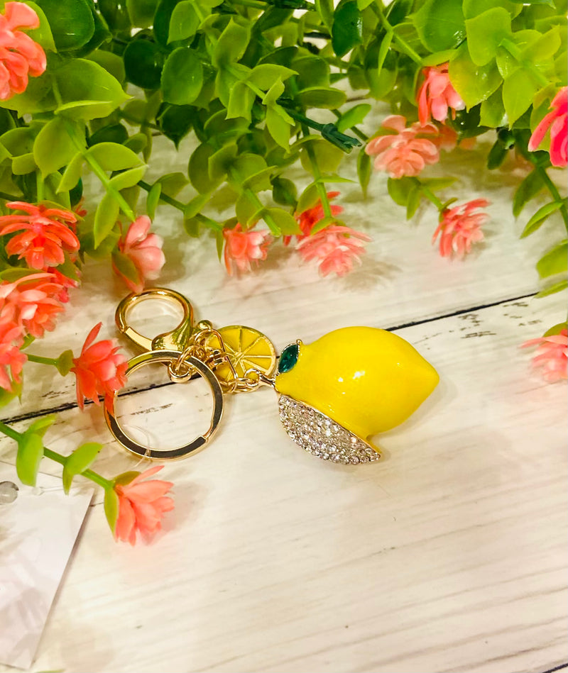 Lemon Cutie Big Bling Purse Charm Keychain