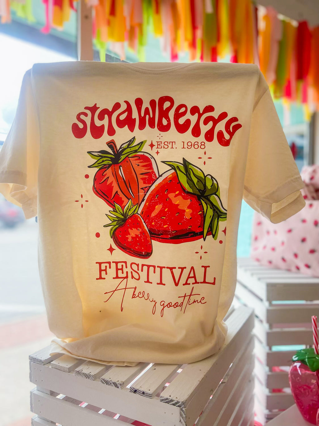 Strawberry Festival Cream Comfort Colors Tee