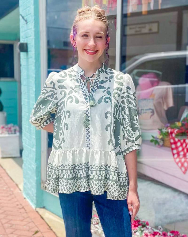 Through All Seasons Sage & Cream Top
