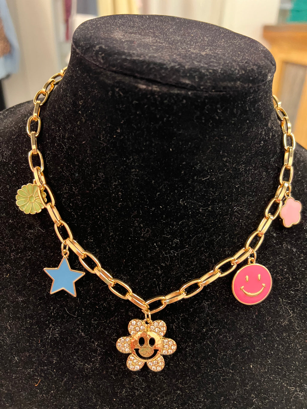 Groovy Days Flower Accent Charm Necklace