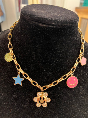 Groovy Days Flower Accent Charm Necklace