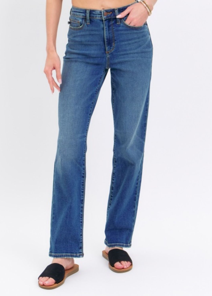 Amanda - Dark Wash HW Straight Fit Judy Blue Jeans