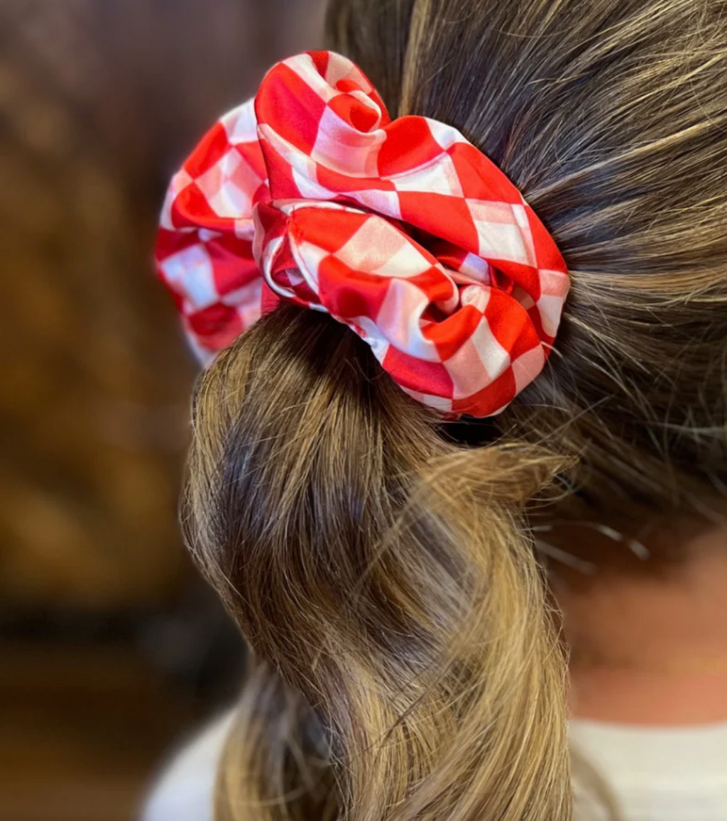 Pep Rally Checkered Scrunchie