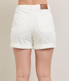 Delilah - White HW Cuff Jogger Judy Blue Shorts