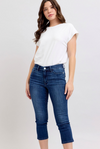 Cameron - Dark Wash Side Slit Judy Blue Capris