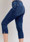 Cameron - Dark Wash Side Slit Judy Blue Capris