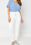 Bridget - White HW Cuffed Judy Blue Joggers