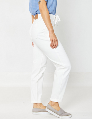 Bridget - White HW Cuffed Judy Blue Joggers
