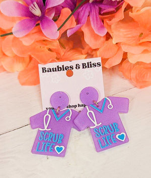 Purple Scrub Life Earrings