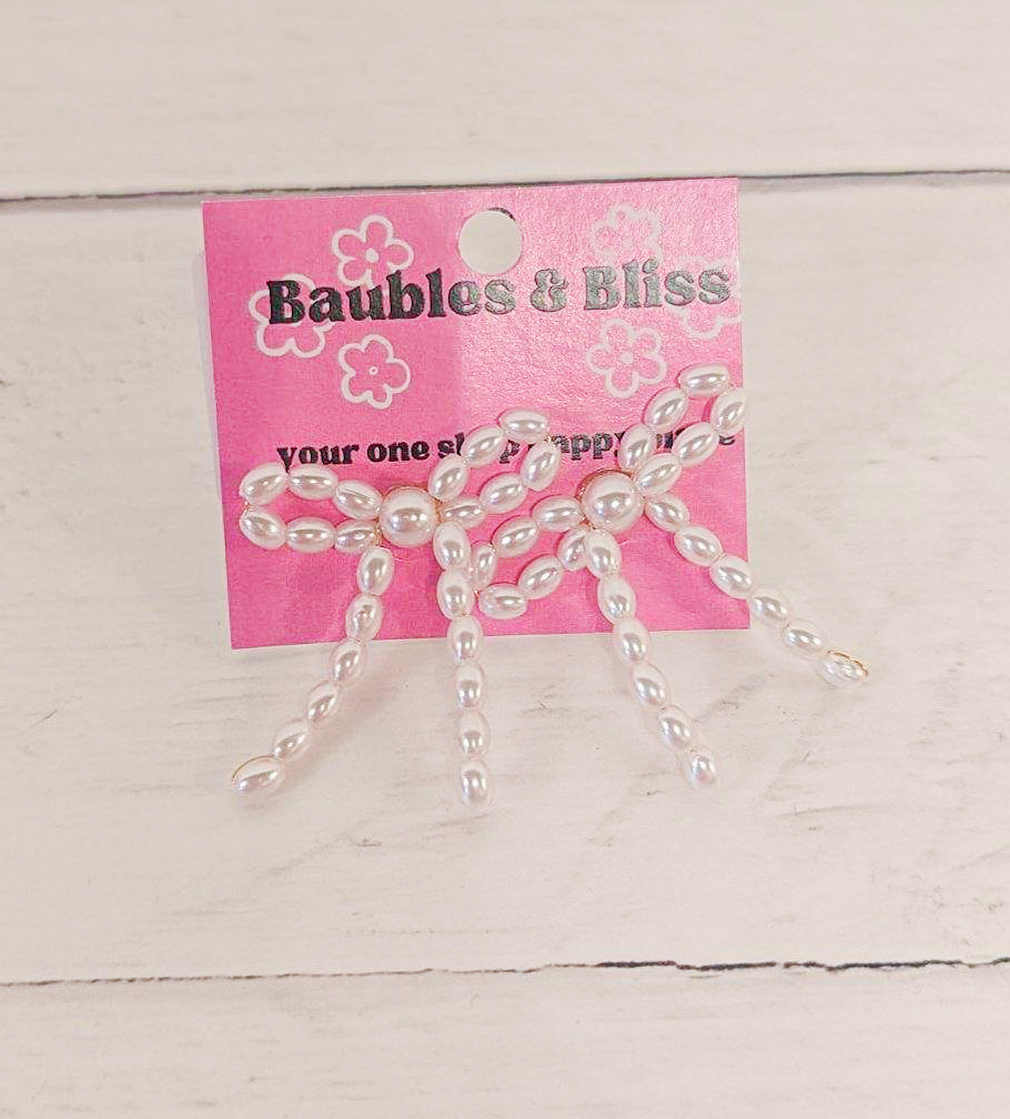 Big Bow Pearl Stud Earrings