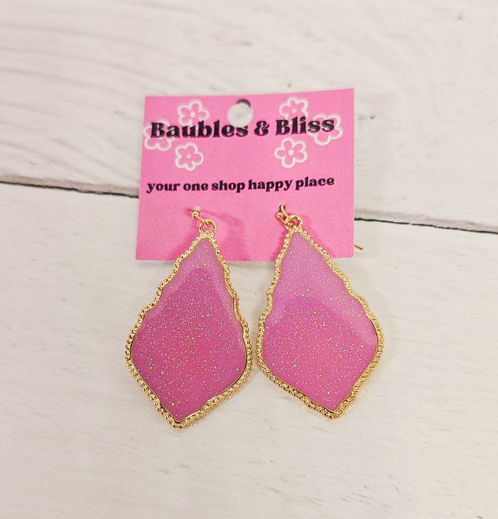 Lovely Lilac Glitter Drop Earrings