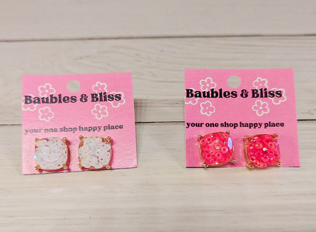 Sequin Style Square Stud Earrings