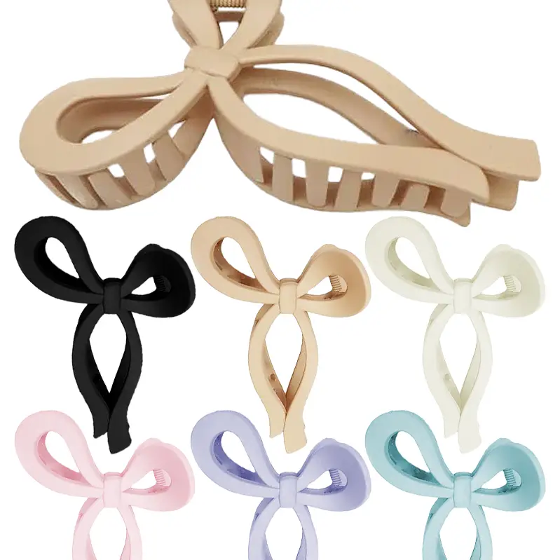 Wavy Bow Matte Hair Claw Clip