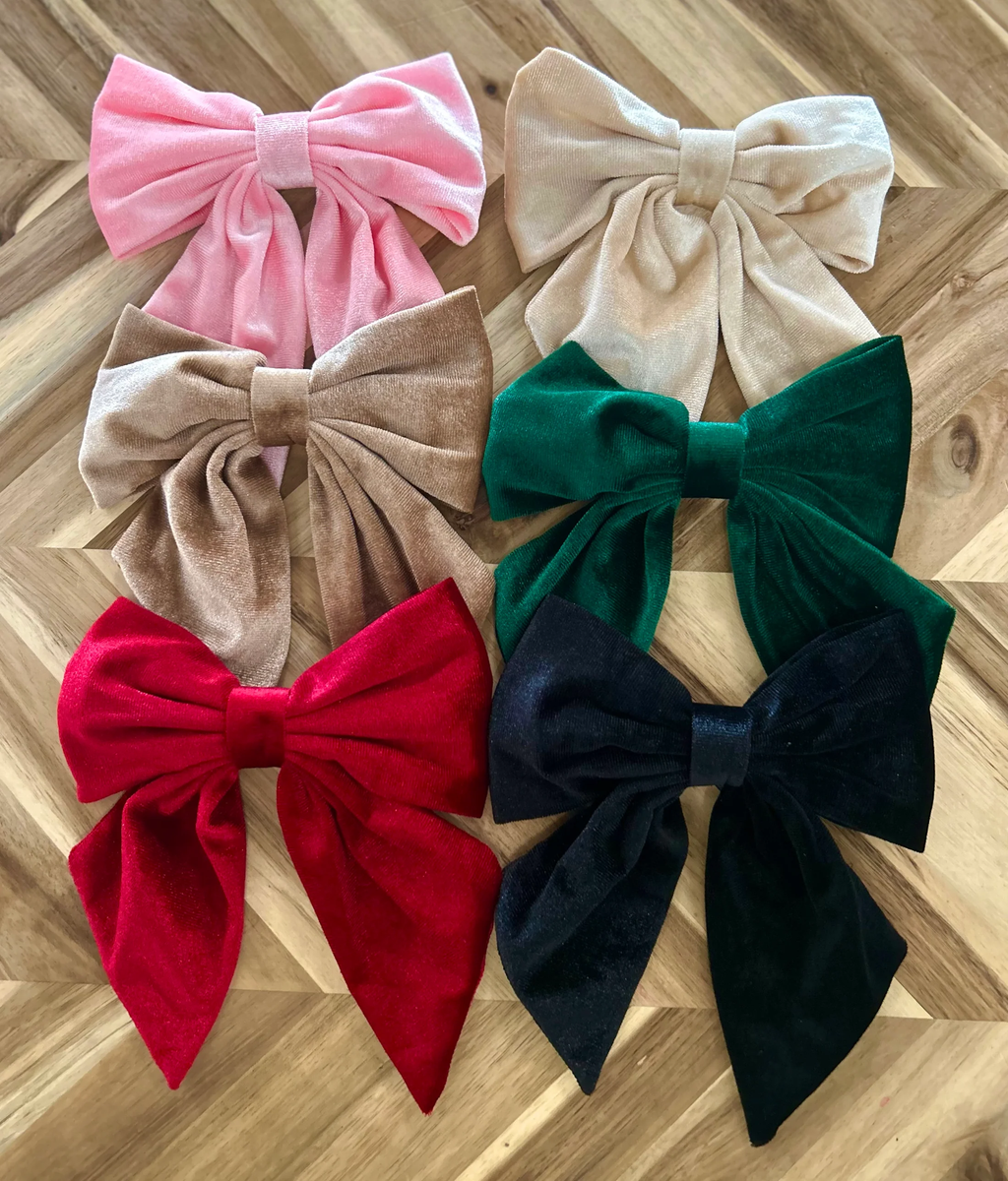 Deluxe Velvet Hair Bow Barrette