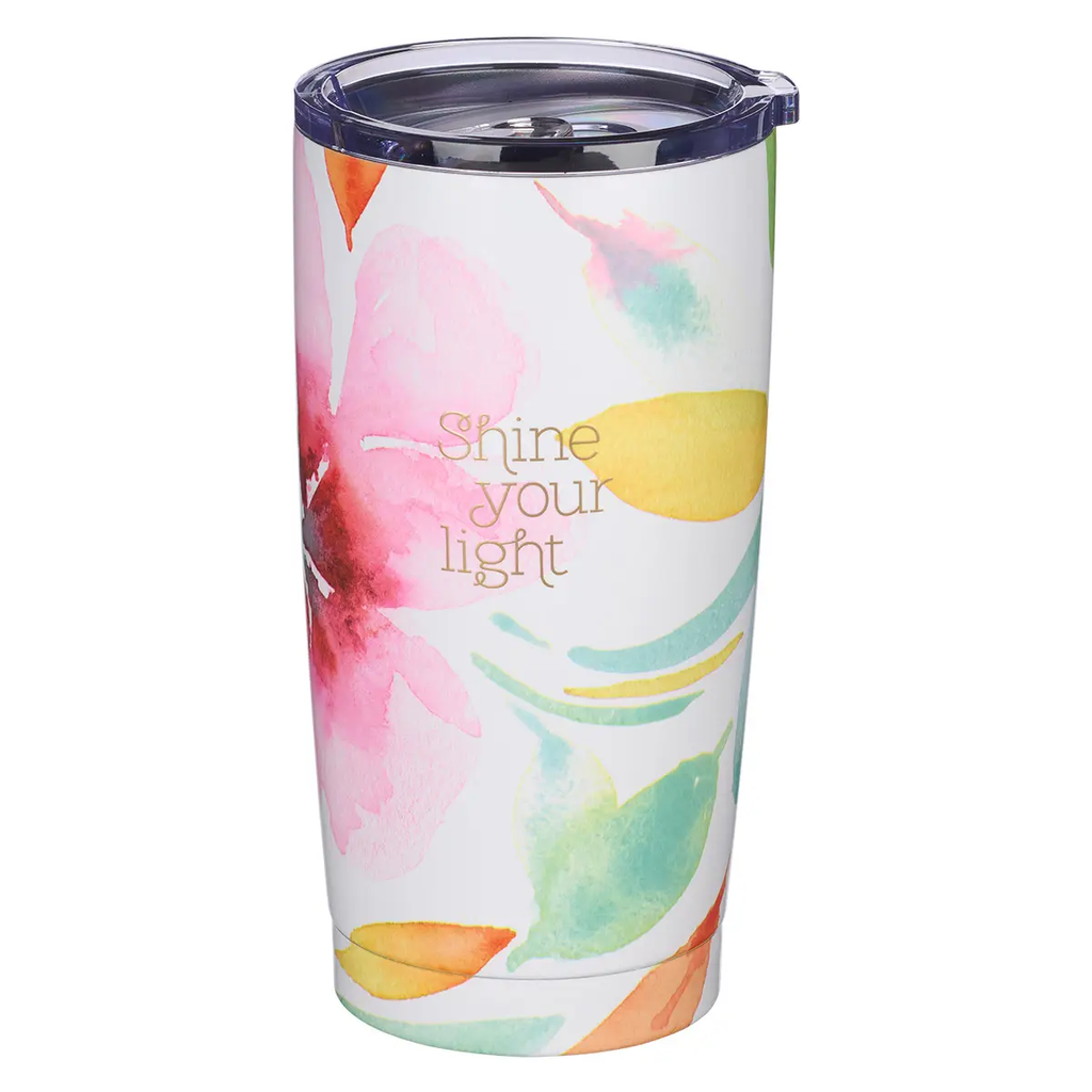 Shine Your Light Watercolor Floral Tumbler