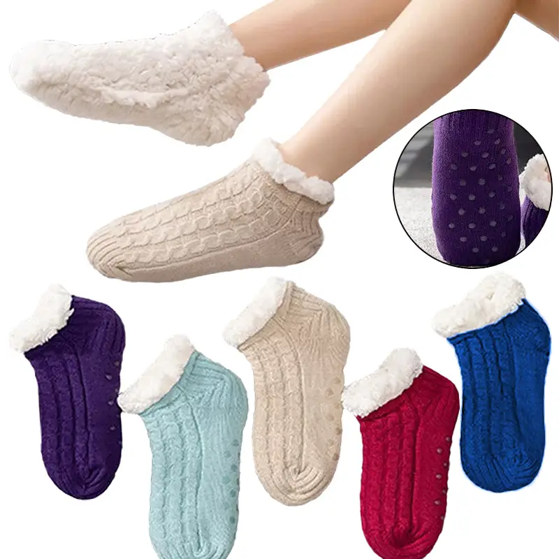 Cable Knit Sherpa Slipper Socks