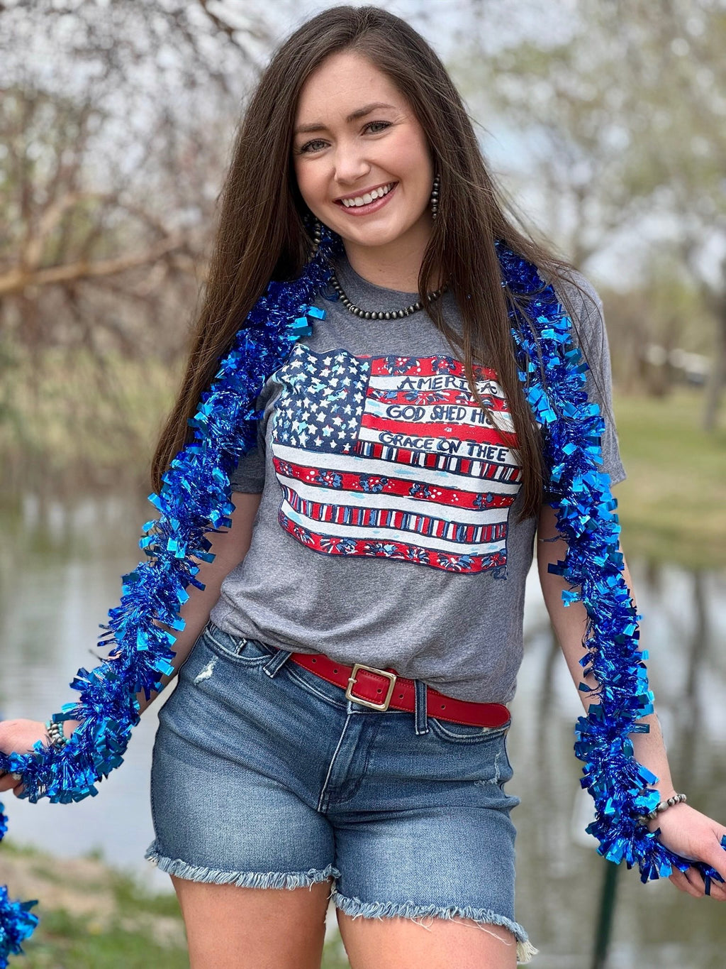 Callie Ann God Shed His Grace On Thee Flag Tee