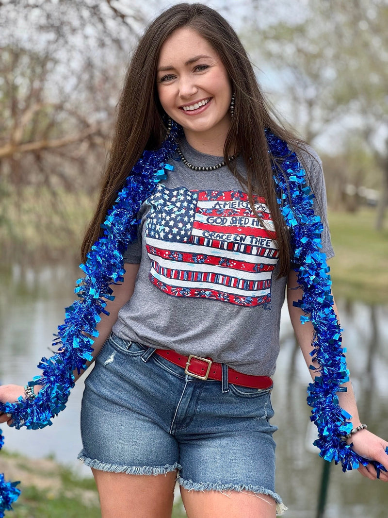 PREORDER Callie Ann God Shed His Grace On Thee Flag Tee