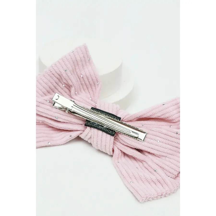 Studded Corduroy Bow Hair Clip