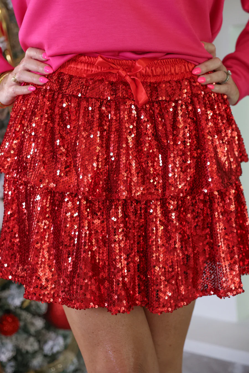 Jess Lea Feel The Fire Red Sequin Skort