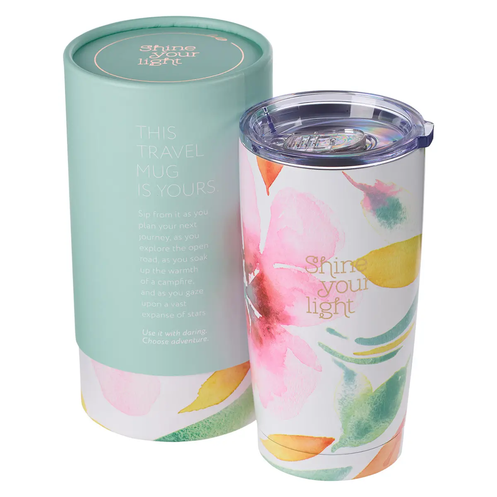 Shine Your Light Watercolor Floral Tumbler