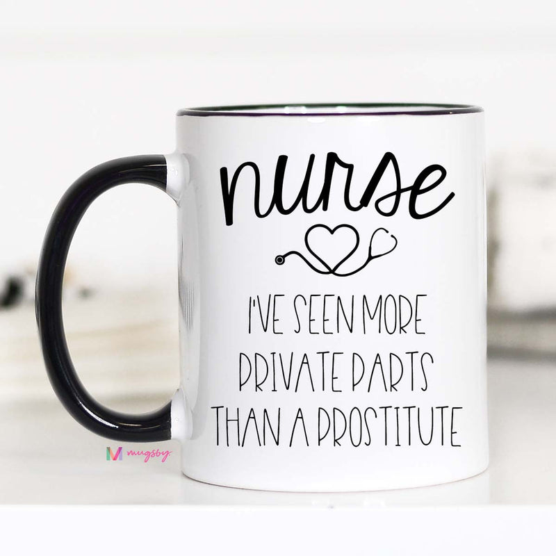 Private Parts Nurse Ceramic Black Handle 11oz Mug