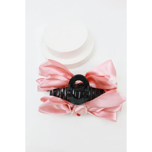 Satin Bow Pearl Accent Hair Claw Clip